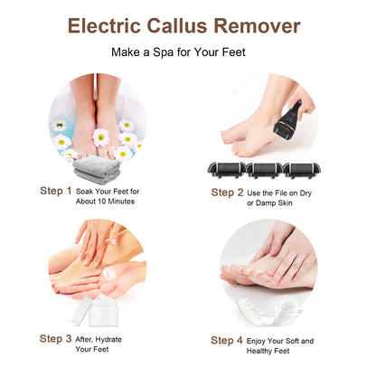 Electric Callus Remover for Feet, Portable 16 in 1 Pedicure Foot File Kit with 3 Roller Heads, 2 Speed,Black