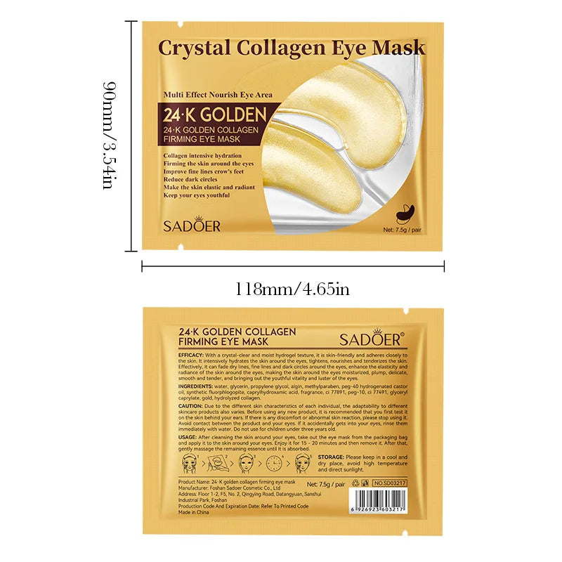 20Pcs=10Pairs Gold Collagen Crystal Eye Mask Skincare Eye Patches Firming Moisturizing Nourishing Eye Skin Care Products
