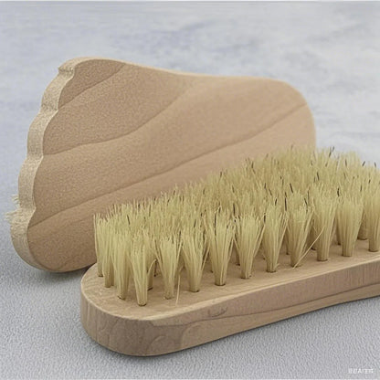 Uniquely Designed Wooden Boar Bristle Bath Brush Foot-Shaped Care Tool for Nail Cleaning Body Scrubbing Hand or Foot Washing
