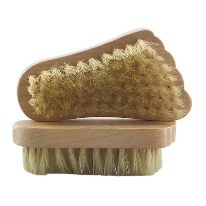 Uniquely Designed Wooden Boar Bristle Bath Brush Foot-Shaped Care Tool for Nail Cleaning Body Scrubbing Hand or Foot Washing