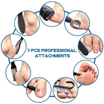 Electric Callus Remover for Feet, Portable Foot File Pedicure Tools, Waterproof 18 in 1 Kit for Cracked Heels, Calluses, Dead Skin, with 3 Roller Heads, 2 Speed, Perfect Hands Scrubber