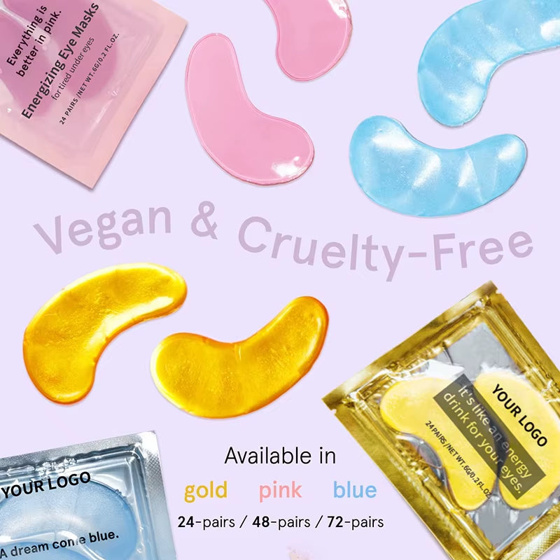 Wholesale Vegan Hyaluronic Acid Organic under Eye Masks for Dark Circles Puffy Eyes Bags & Wrinkles Gel Eye Patches