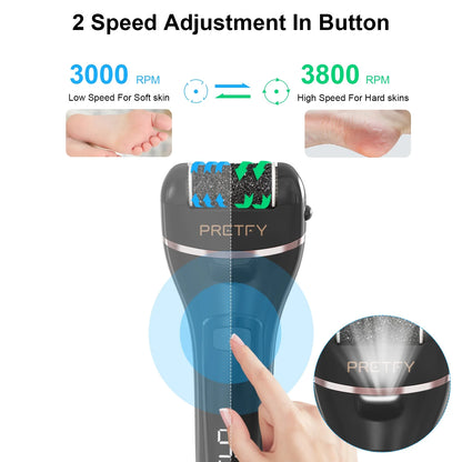 Electric Callus Remover for Feet, Portable 16 in 1 Pedicure Foot File Kit with 3 Roller Heads, 2 Speed,Black